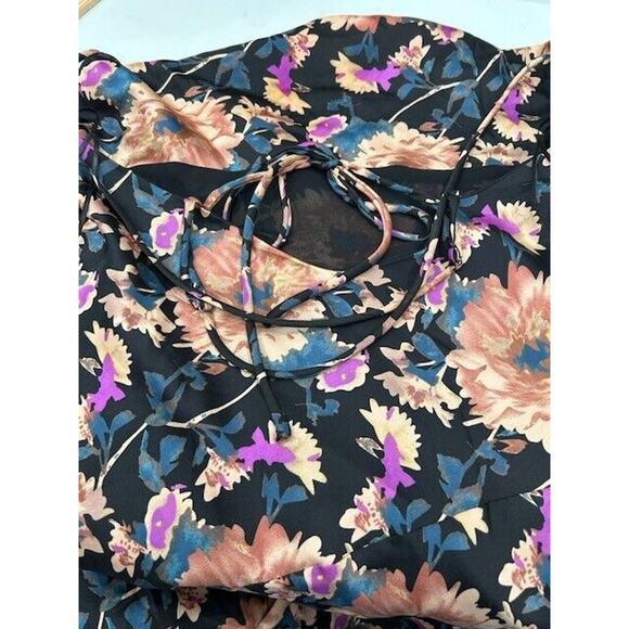 Astr The Label Womens Gaia Maxi Slip Dress Floral Satin Black Front Slit Size M‎ - Picture 9 of 14